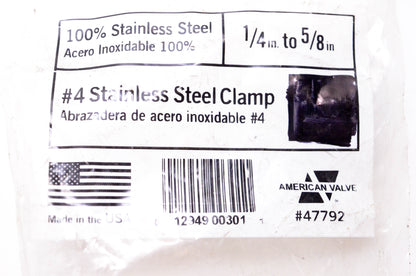American Value 47792 Stainless Steel Clamp #4 1/4-5/8 Qty 5 NOS