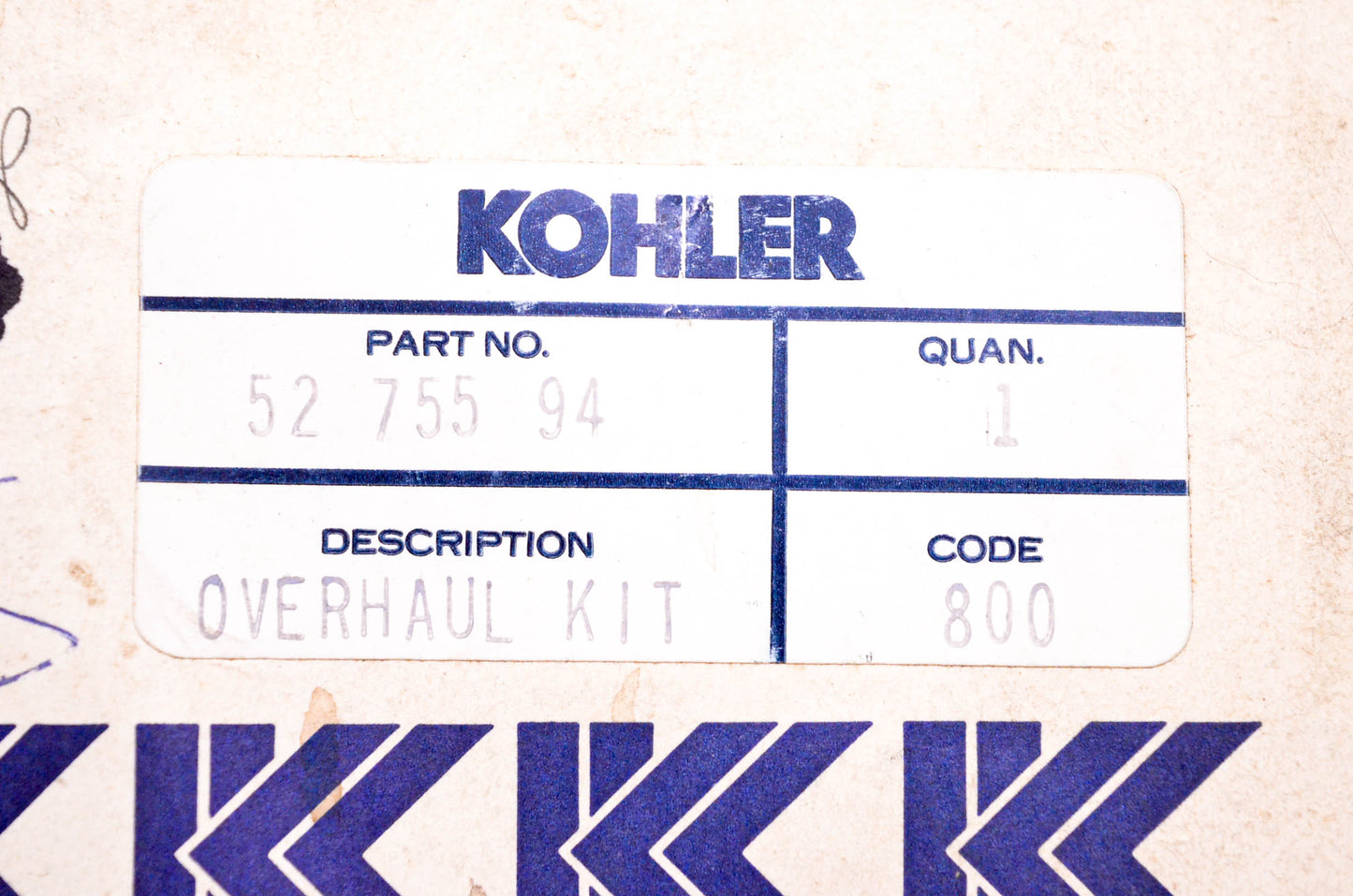 Kohler 52 755 94 Overhaul Kit NOS