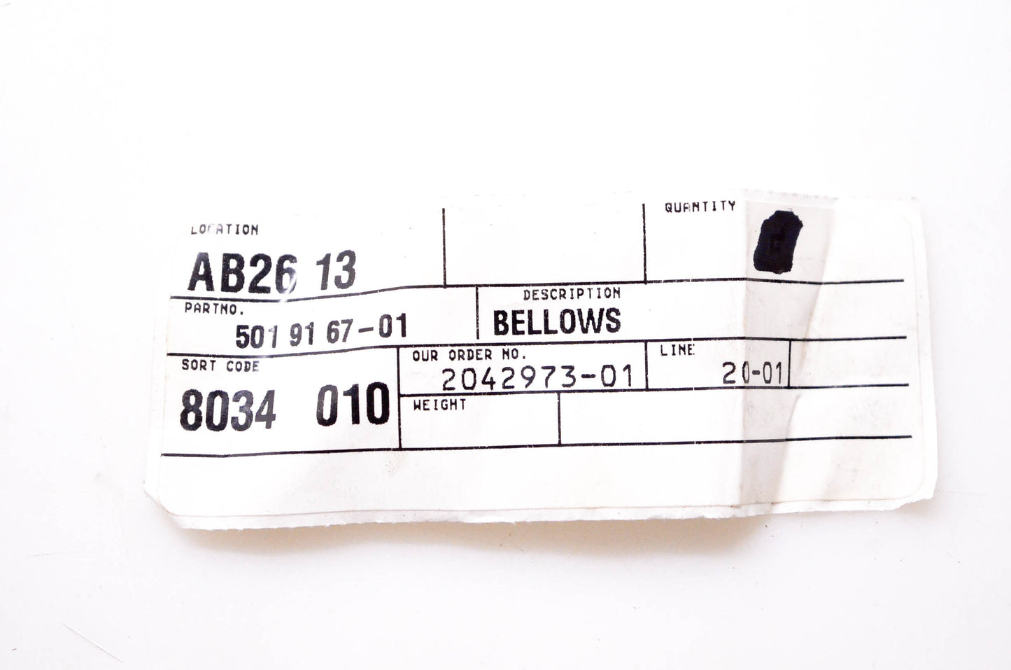 New OEM Husqvarna 501 91 67-01, 501916701 Bellow NOS
