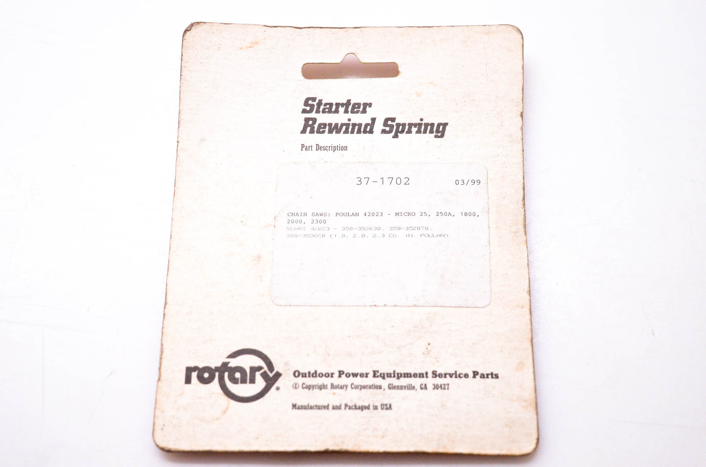 Rotary 37-1702 Starter Rewind Spring NOS