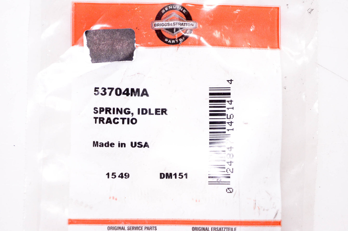 New OEM Briggs & Stratton 53704MA Idler Traction Spring NOS