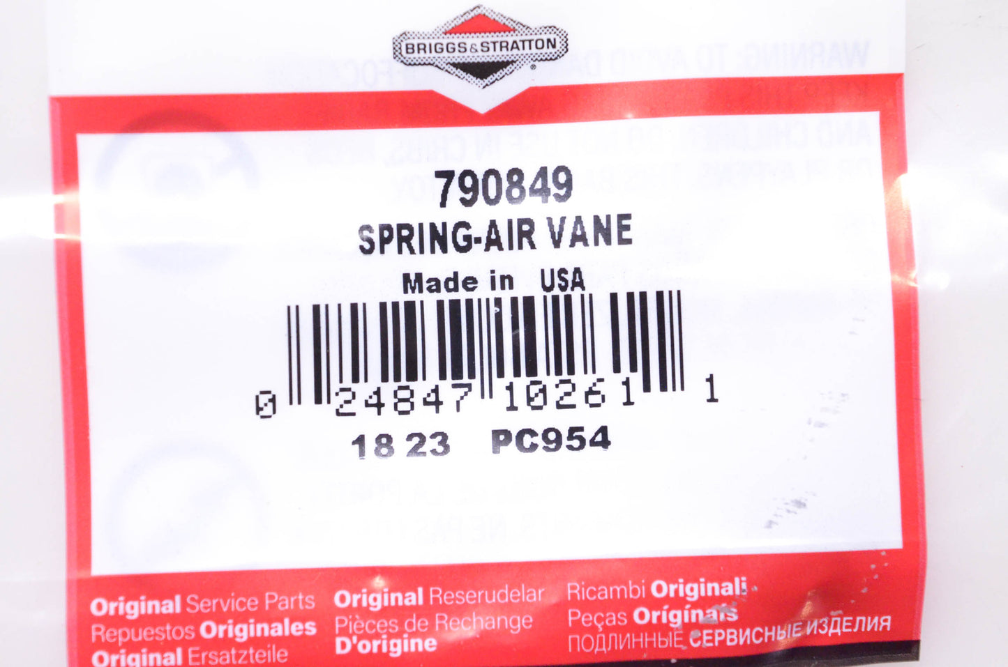 New OEM Briggs & Stratton 790849 Air Vane Spring NOS