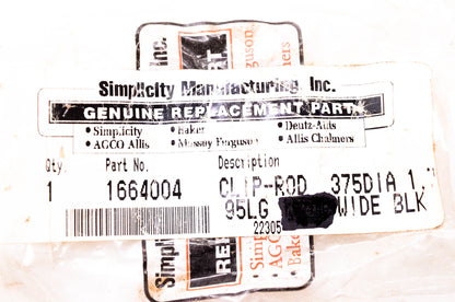 Simplicity Manufacturing 1664004 Rod Clip NOS