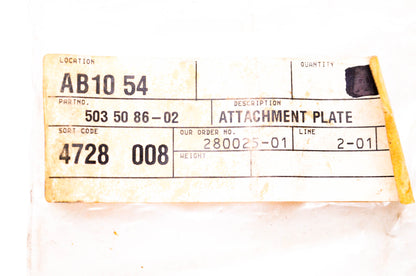New OEM Husqvarna 503 50 86-02 Attachment Plate NOS