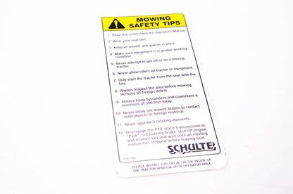 Schulte 226-194 Mowing Safety Tips NOS