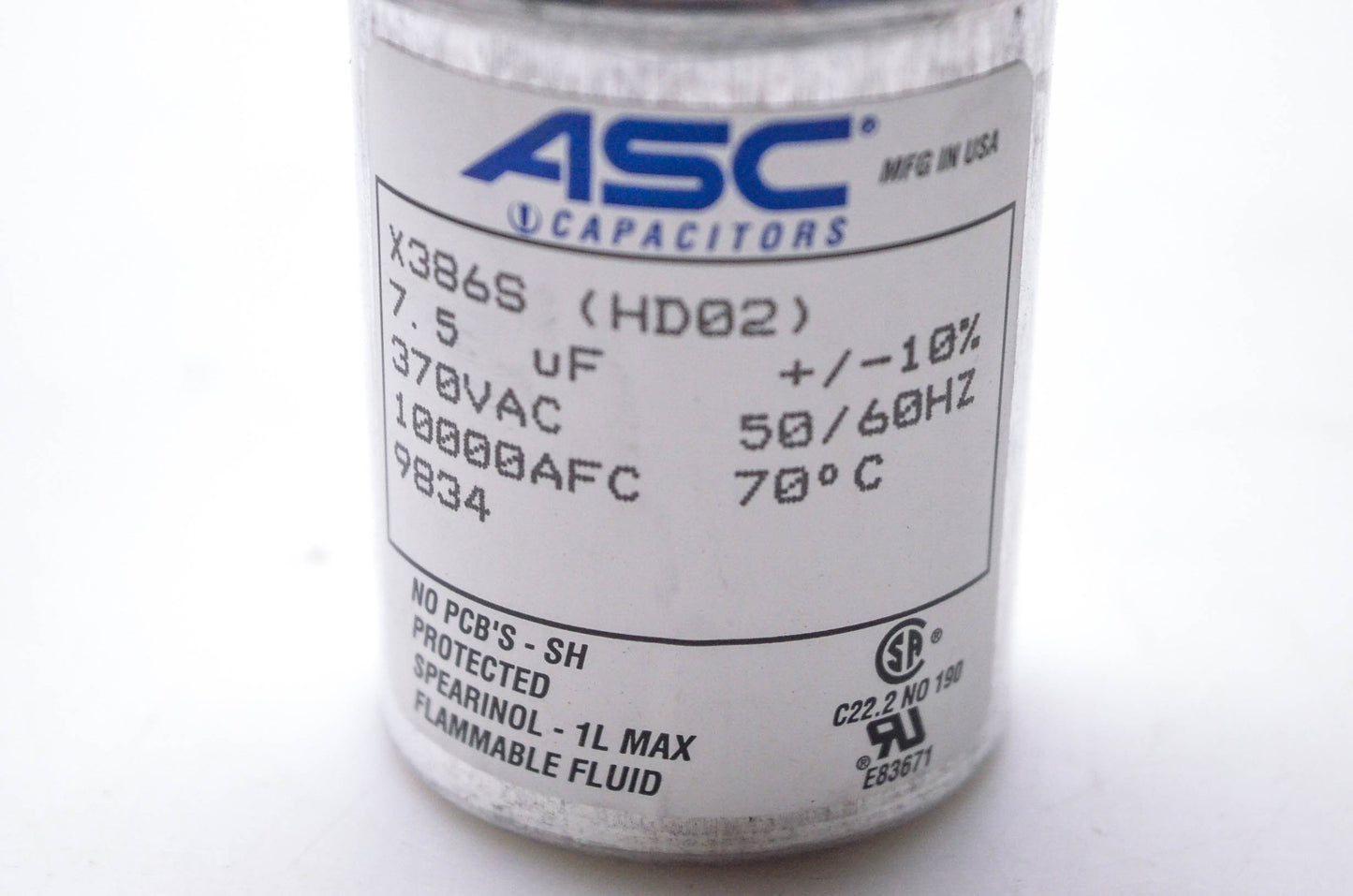 ASC Capacitors X386S, HD02, 37008R Capacitor NOS