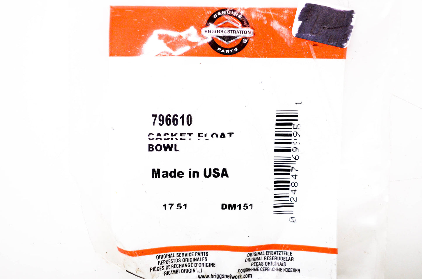 New OEM Briggs & Stratton 796610 Float Gasket NOS