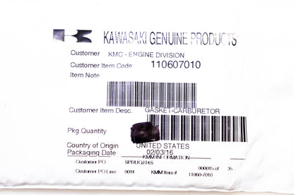 New OEM Kawasaki 110607010 Carburetor Gasket NOS