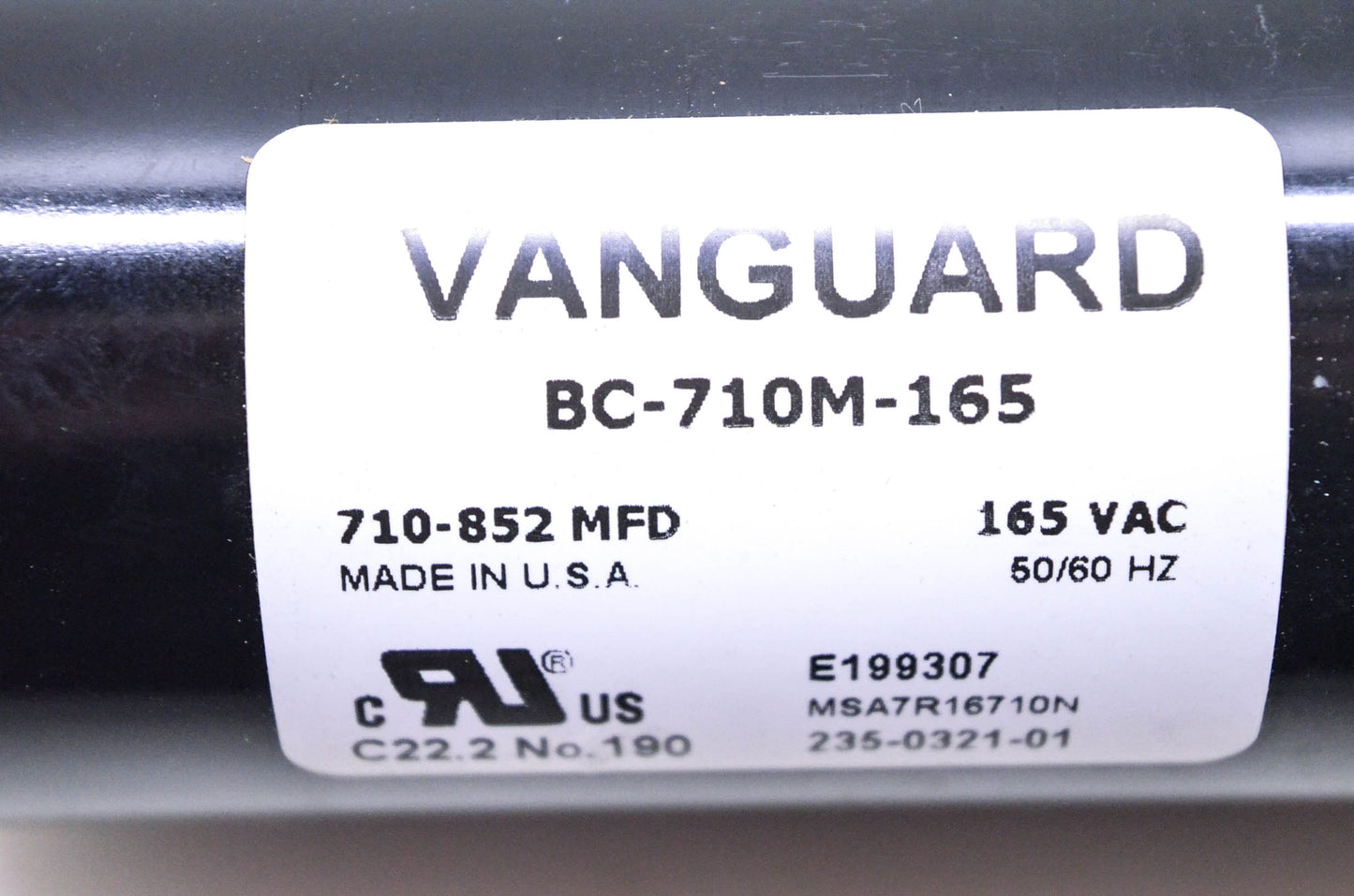 Vanguard BC-710M-165 Electric Motor Start Capacitor NOS