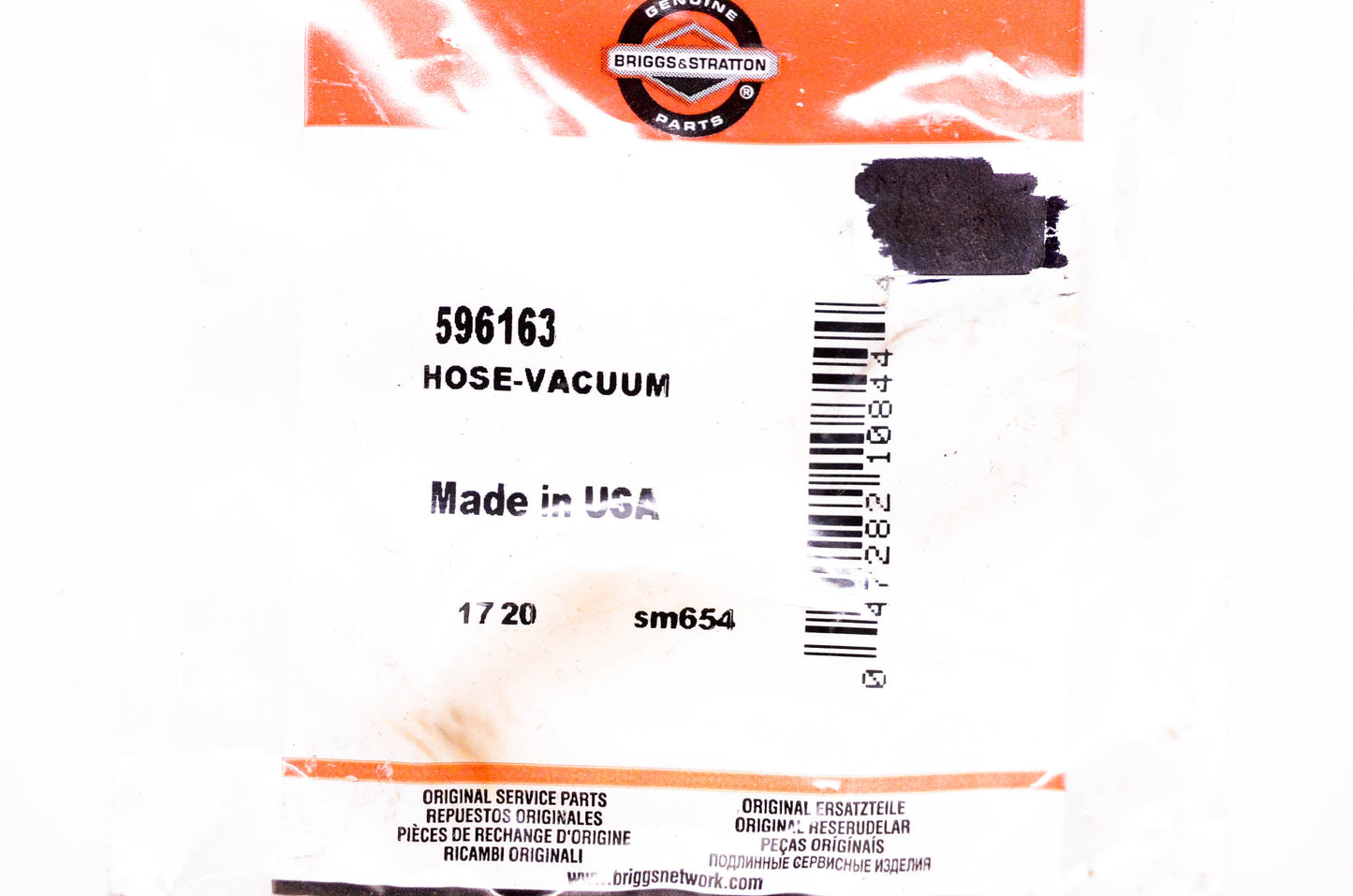 New OEM Briggs & Stratton 596163 Vacuum Hose NOS