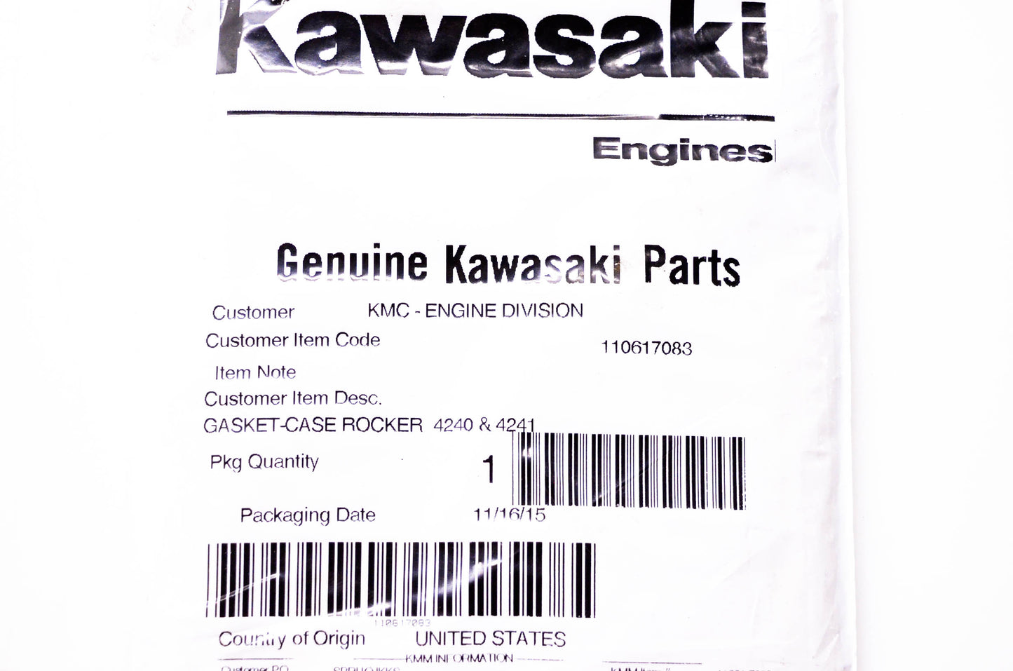 New OEM Kawasaki 110617083 Case Rocker Gasket NOS