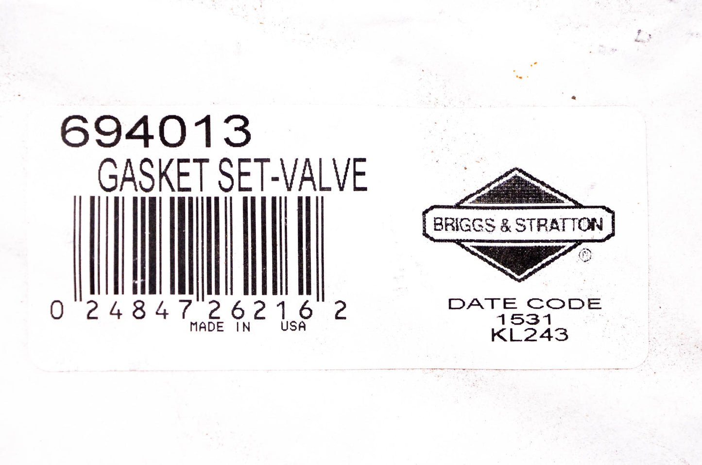 New OEM Briggs & Stratton 694013 Valve Gasket Kit NOS