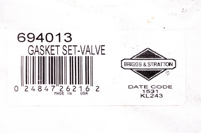 New OEM Briggs & Stratton 694013 Valve Gasket Kit NOS