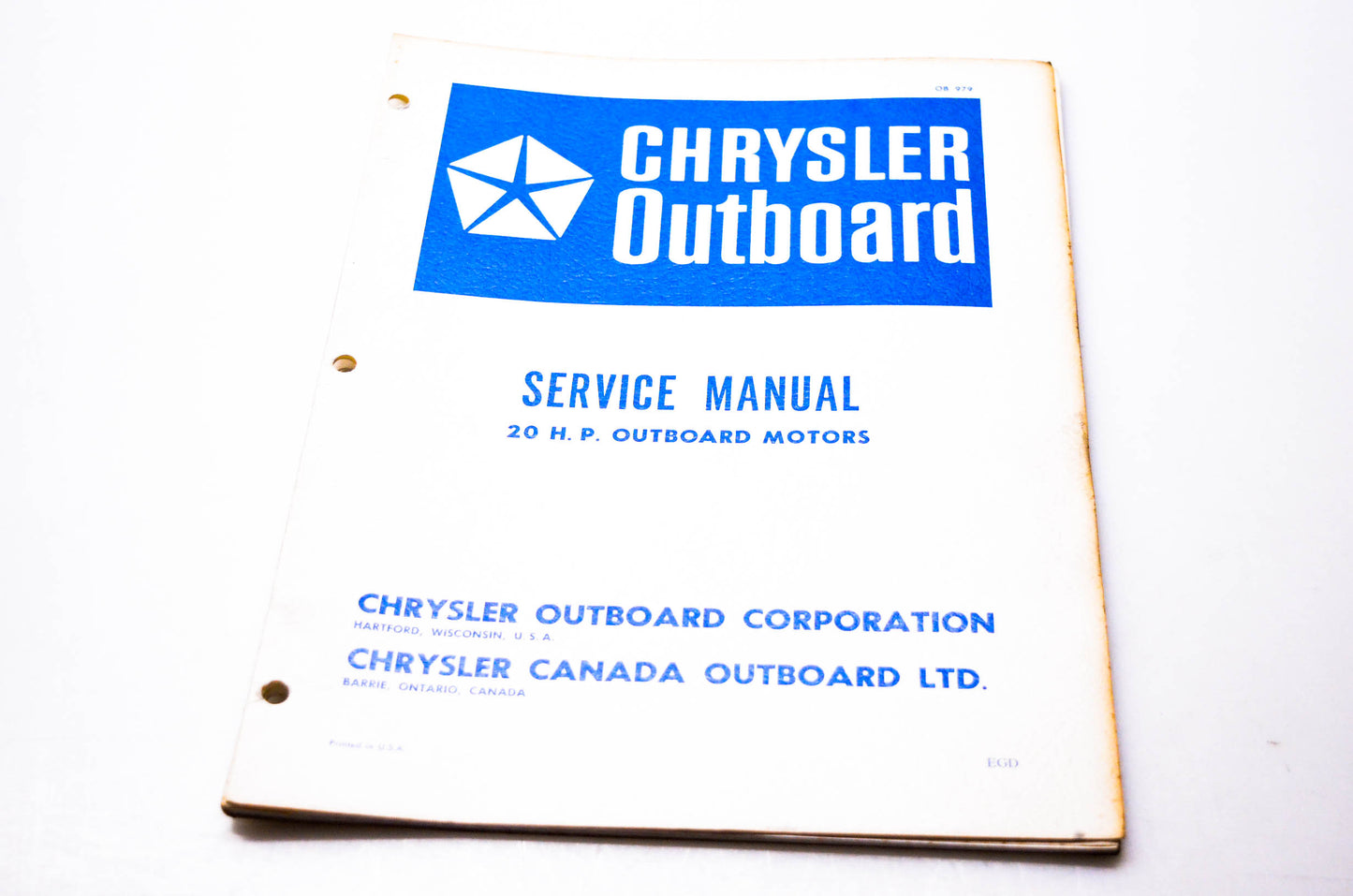 Chrysler Outboard OB979 Service Manual 20 HP Outboard Motors