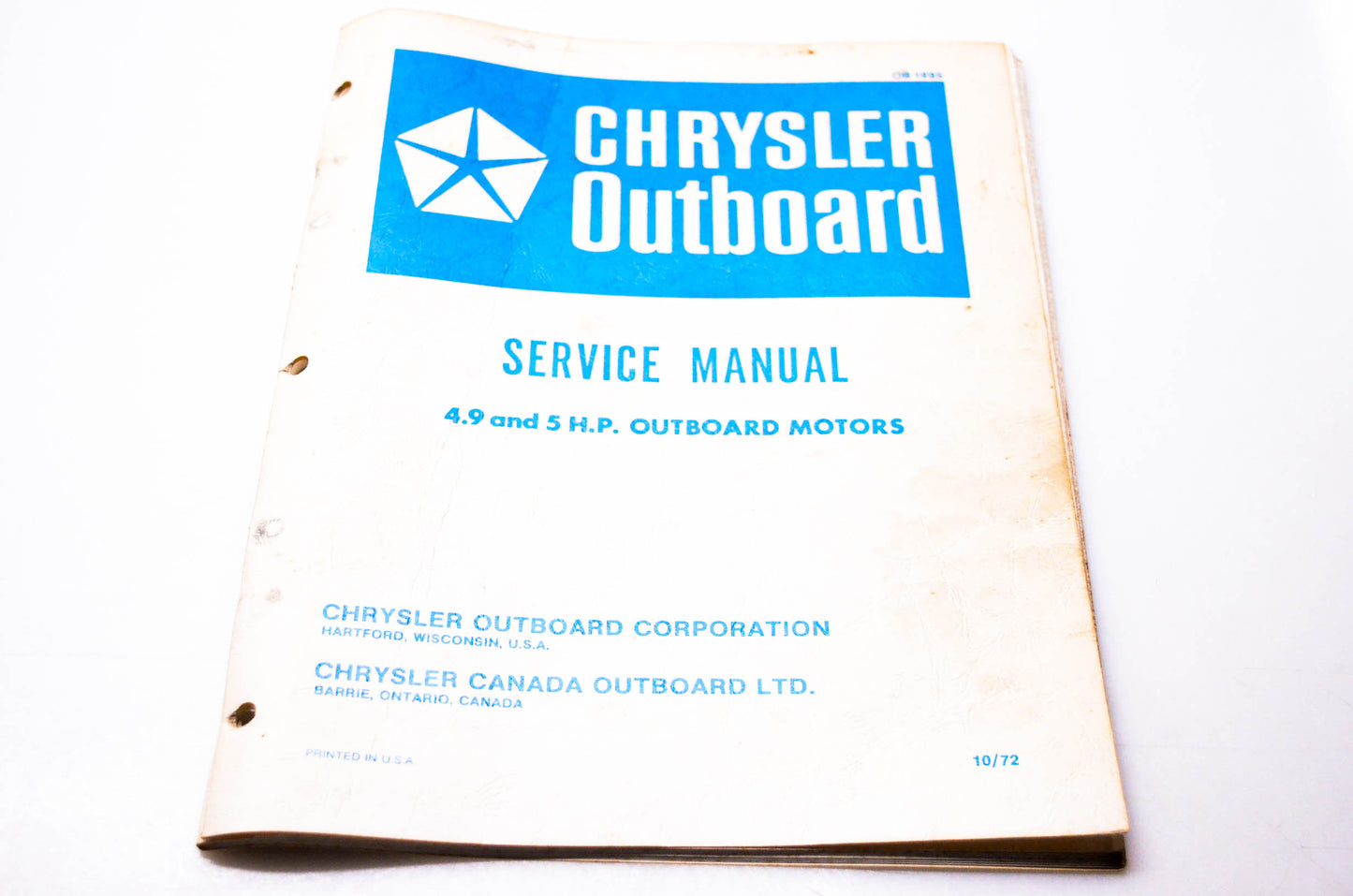 Chrysler Outboard OB1895 Service Manual 4.9 & 5 HP Outboard Motors