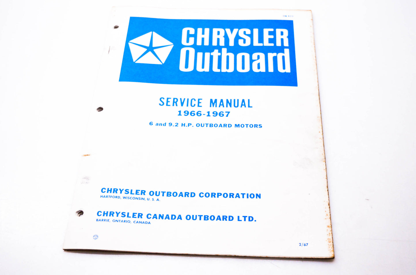 Chrysler Outboard OB977 Service Manual 1966-1967 6 & 9.2 HP Outboard Motors