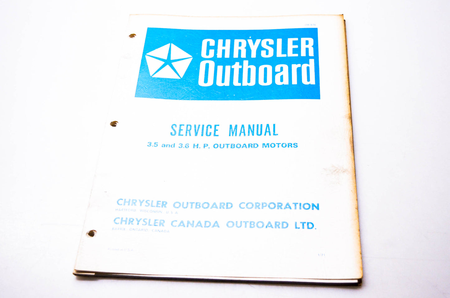 Chrysler Outboard OB976 Service Manual 3.5 & 3.6 HP Outboard Motors
