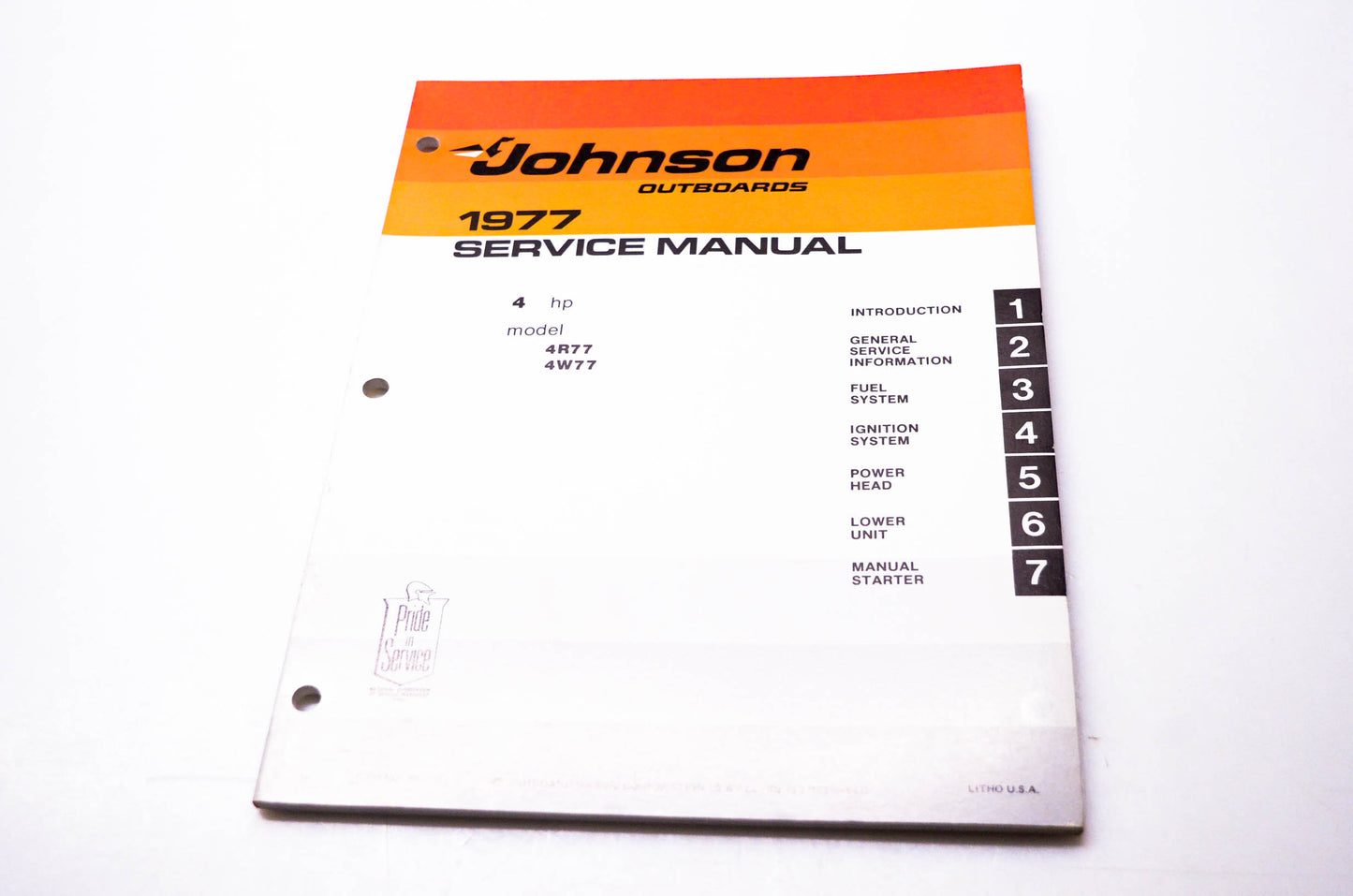 OMC JM-7703 Johnson Outboards 1977 Service Manual 4 HP
