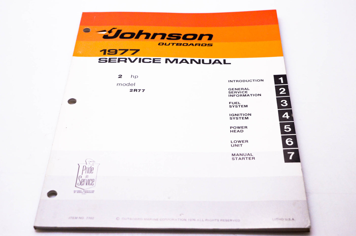 OMC 7702 Johnson Outboards 1977 Service Manual 2 HP