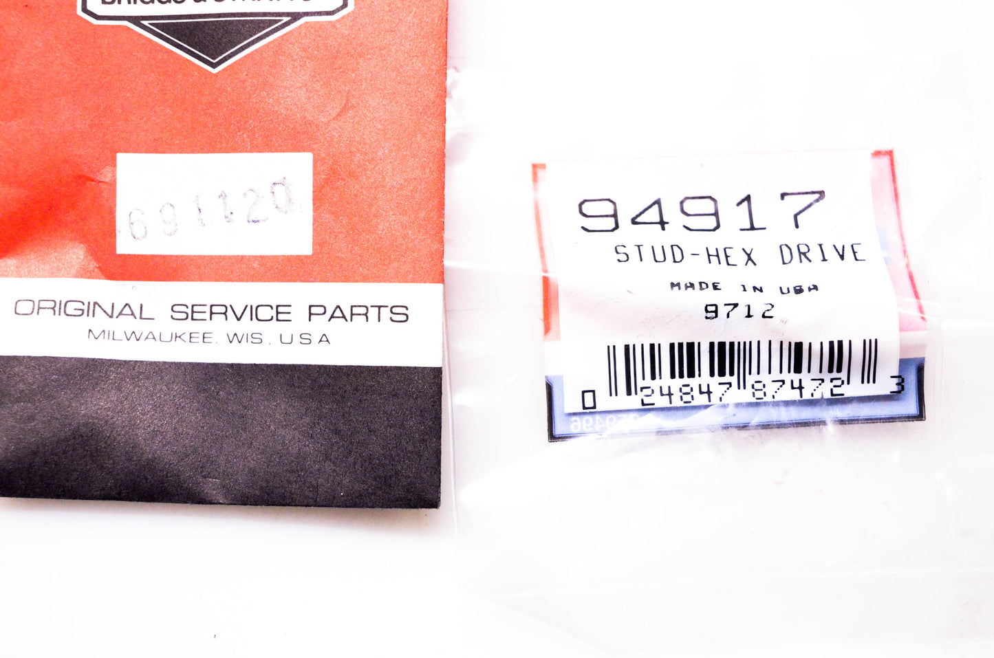New OEM Briggs & Stratton 691120, 94917 Hex Drive Stud NOS