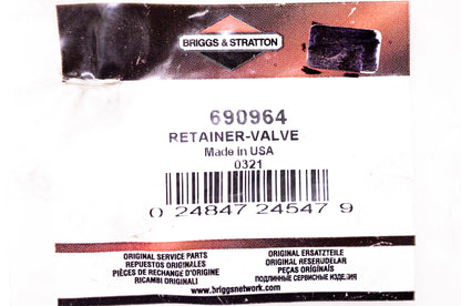 New OEM Briggs & Stratton 690964 Valve Retainer NOS
