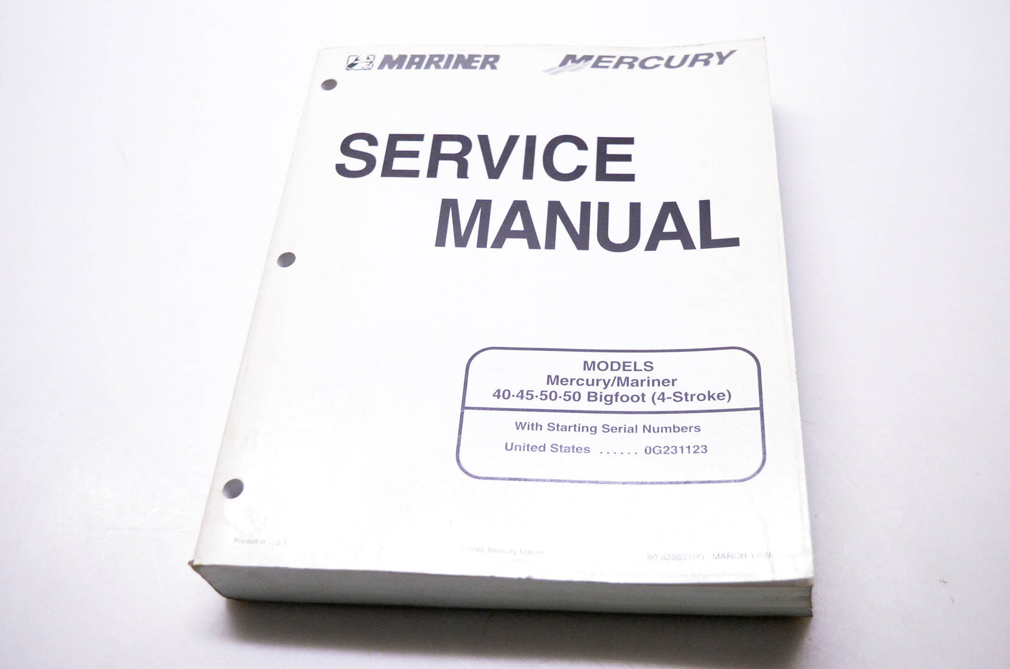 Mercury Mariner 90-828631R3 Service Manual Models Mercury Mariner 40 45 50 50 Bigfoot
