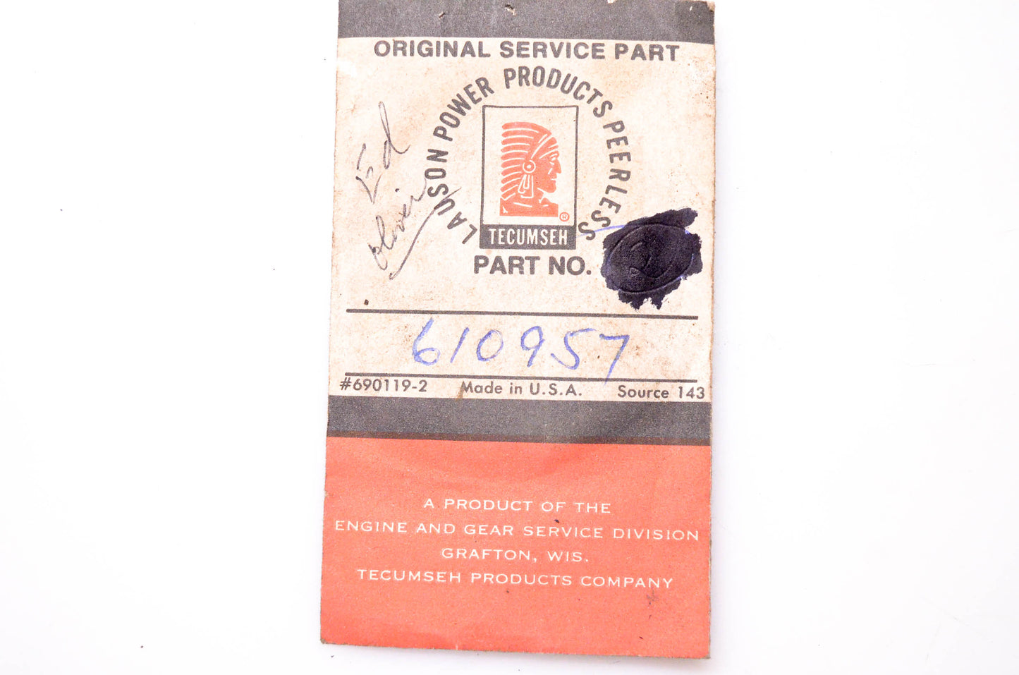 OEM Tecumseh 610957 Gasket