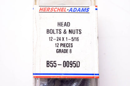 Herschel-Adams B55-0095D 12 Head Bolts & Nuts NOS