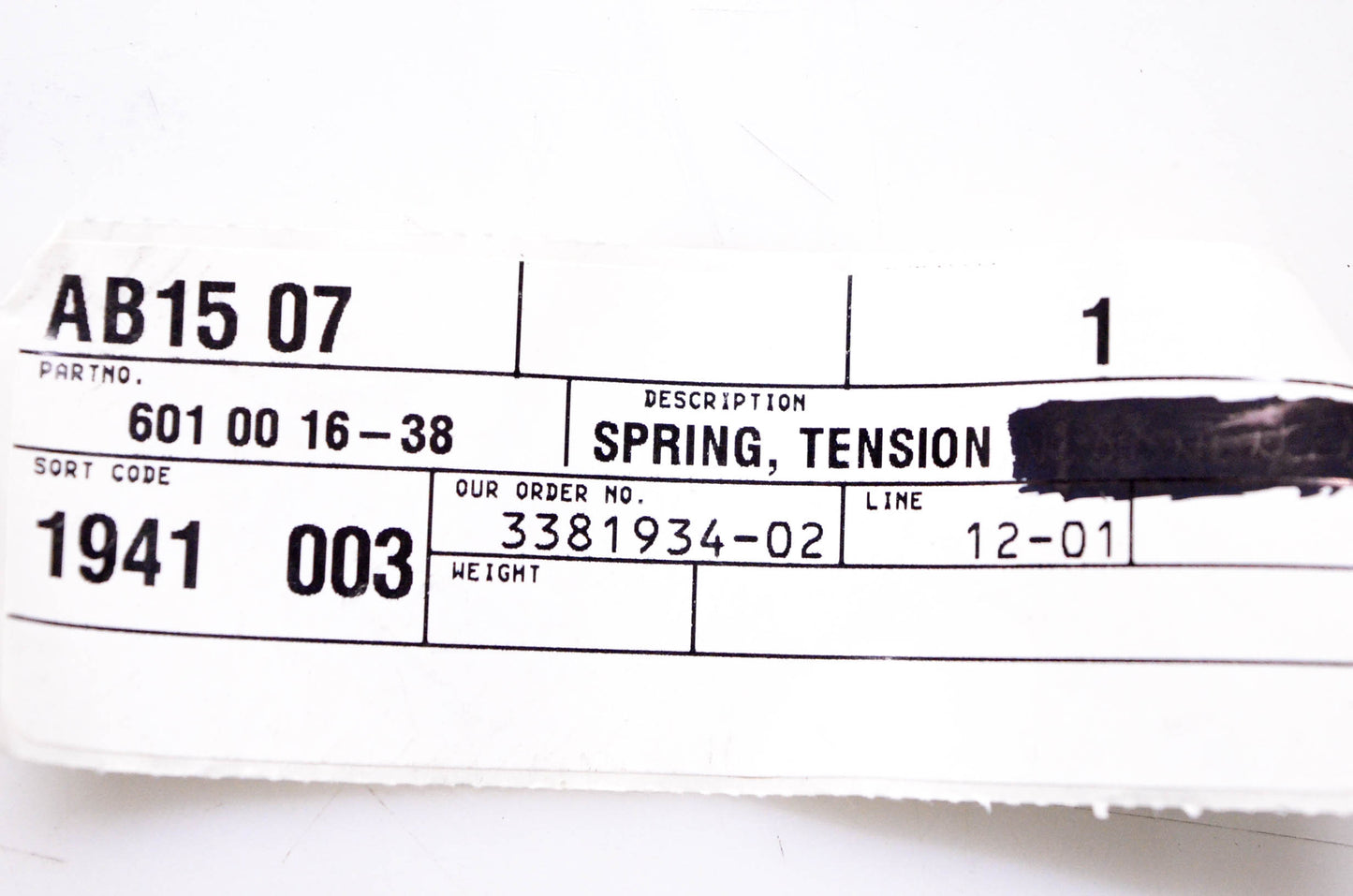 New OEM Husqvarna 601 00 16-38 Tension Spring NOS