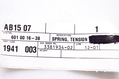 New OEM Husqvarna 601 00 16-38 Tension Spring NOS