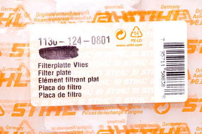 New OEM Stihl 1130 124 0801 Fleece Filter Plate NOS