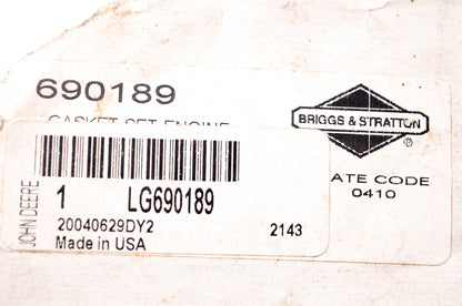 New OEM John Deere LG690189 Gaskets NOS
