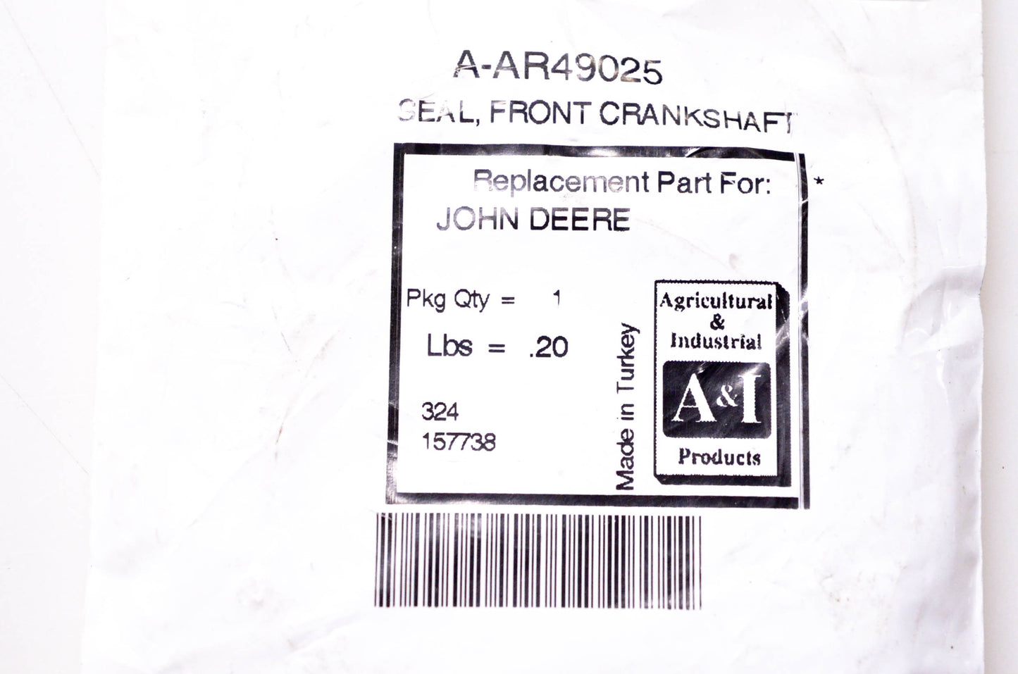 New OEM John Deere AR49025 Front Crankshaft Seal NOS