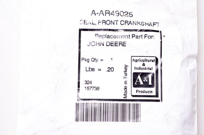 New OEM John Deere AR49025 Front Crankshaft Seal NOS