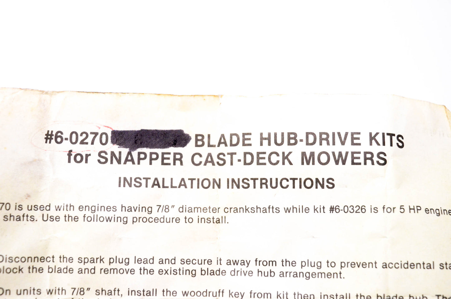Snapper 6-0270 Blade Hub-Drive NOS
