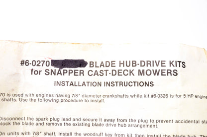 Snapper 6-0270 Blade Hub-Drive NOS