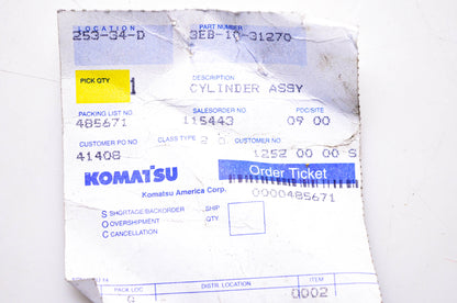 Komatsu 3EB-10-31270 Cylinder Assembly NOS