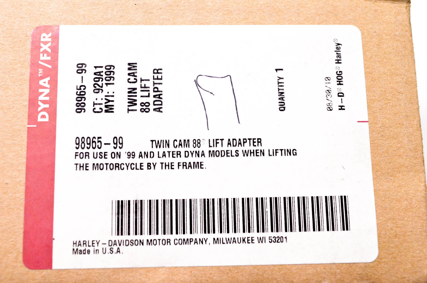 New OEM Harley-Davidson 98965-99 Twin Cam Lift Adapter NOS