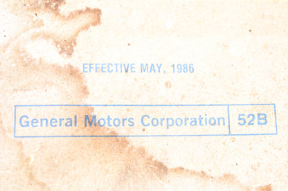 General Motors Corporation 52B Parts & Illustration Catalog C K G P Light Duty Models Series 10 thru 36 1985-86