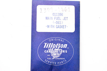 Tillotson 1399-1461, 011396 Main Fuel Jet & Gasket NOS