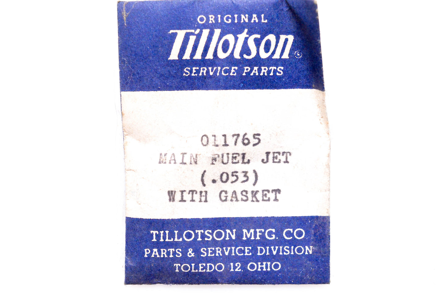 Tillotson 011765 Main Fuel Jet & Gasket NOS