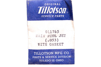 Tillotson 011765 Main Fuel Jet & Gasket NOS