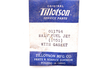 Tillotson 011764 Main Fuel Jet & Gasket NOS