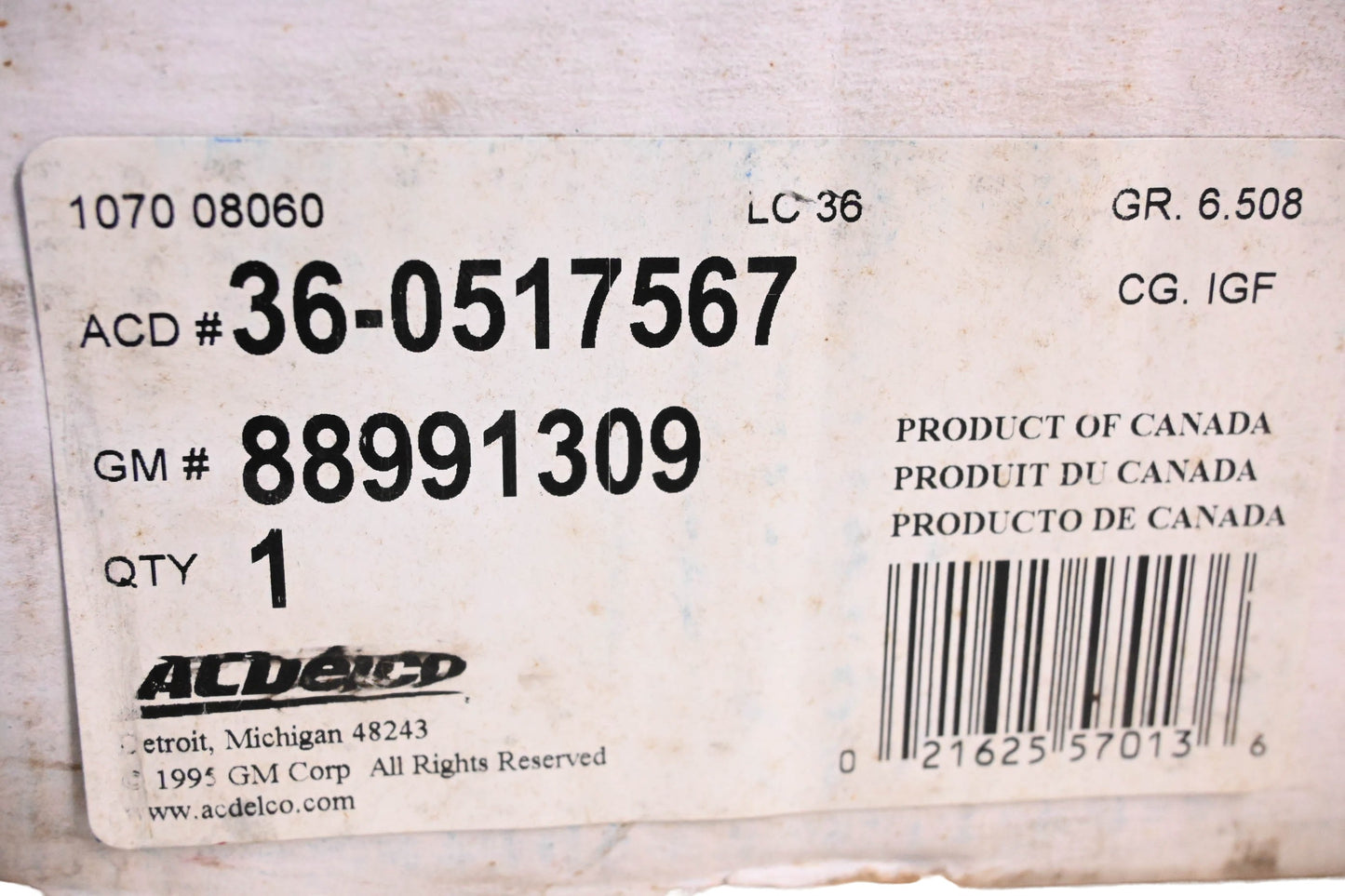 ACDelco 36-0517567 Steering Gear Assembly