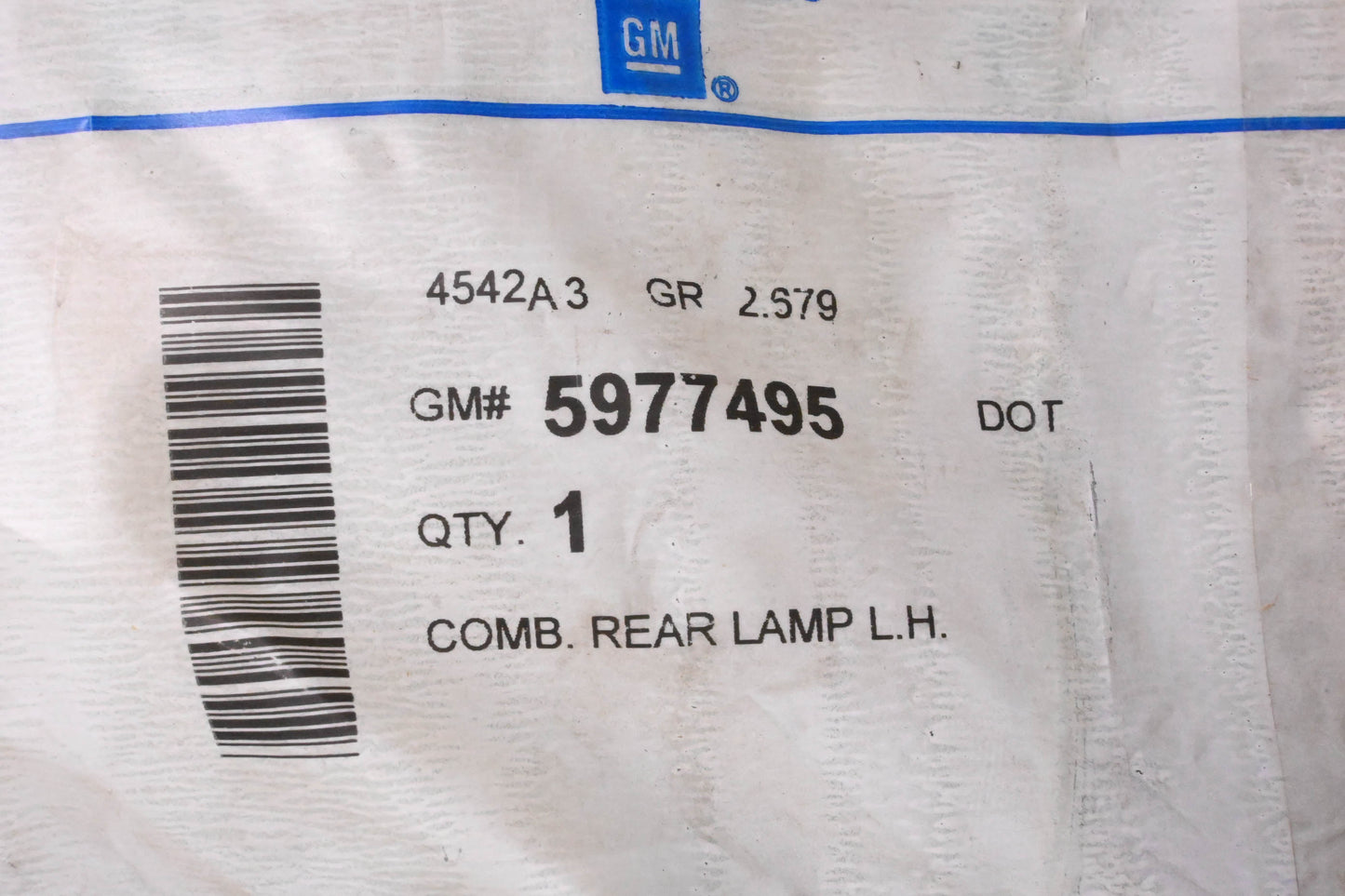 General Motors 5977495 Driver Side Tail Light Assembly NOS