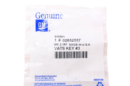 General Motors 02852557 Ignition Key NOS