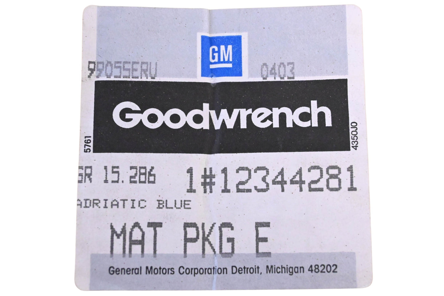 General Motors 12344281 Rear Floor Mat Carpet NOS