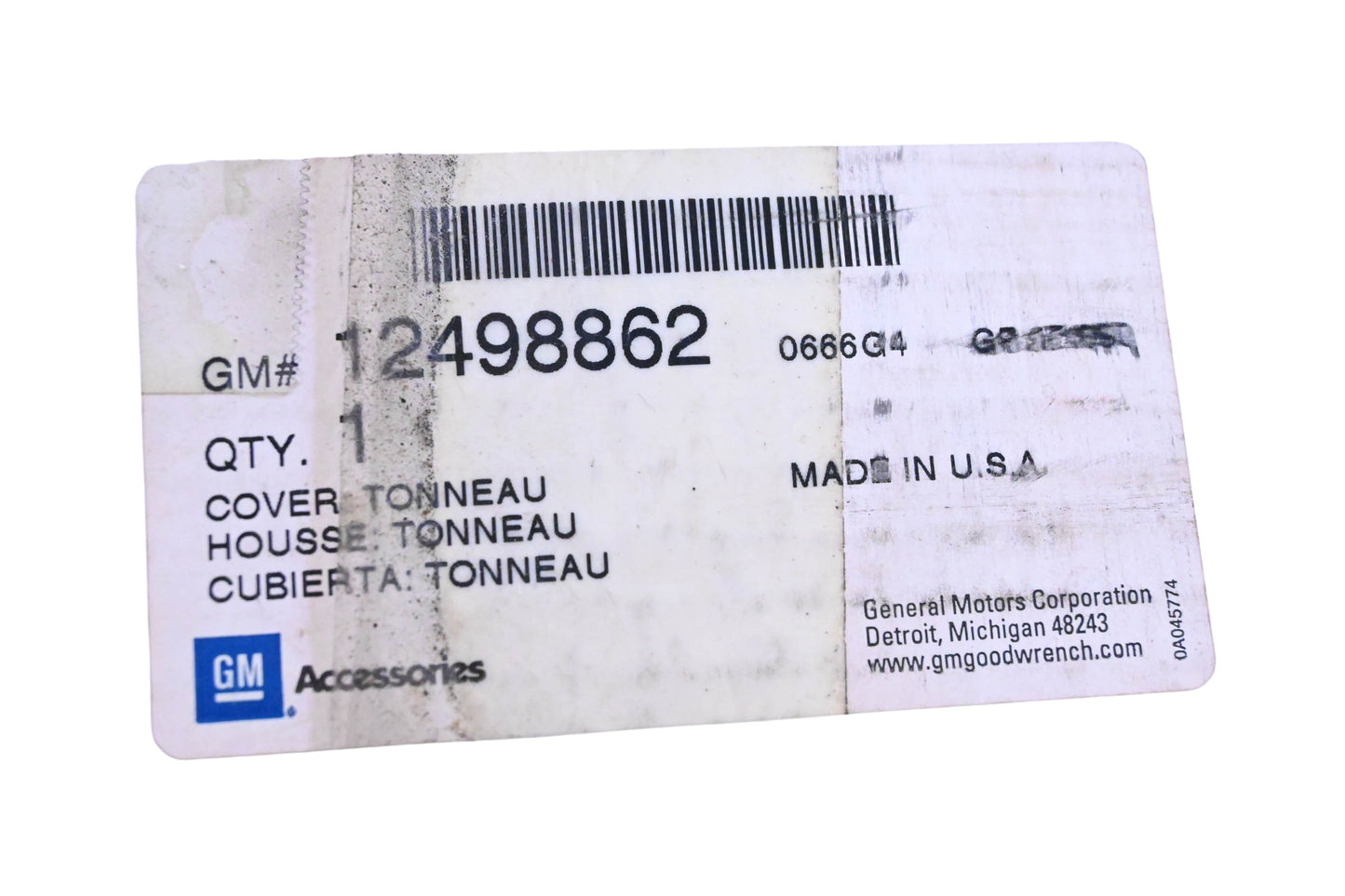 General Motors 12498862 Soft Roll-up Tonneau Cover Kit NOS