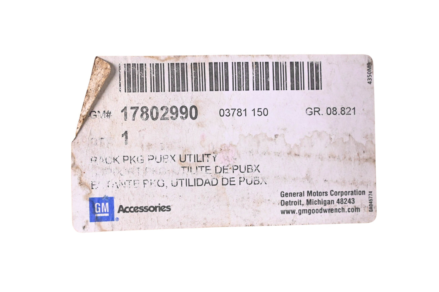General Motors 17802990 Overhead Cargo Utility Rack Assembly Kit NOS
