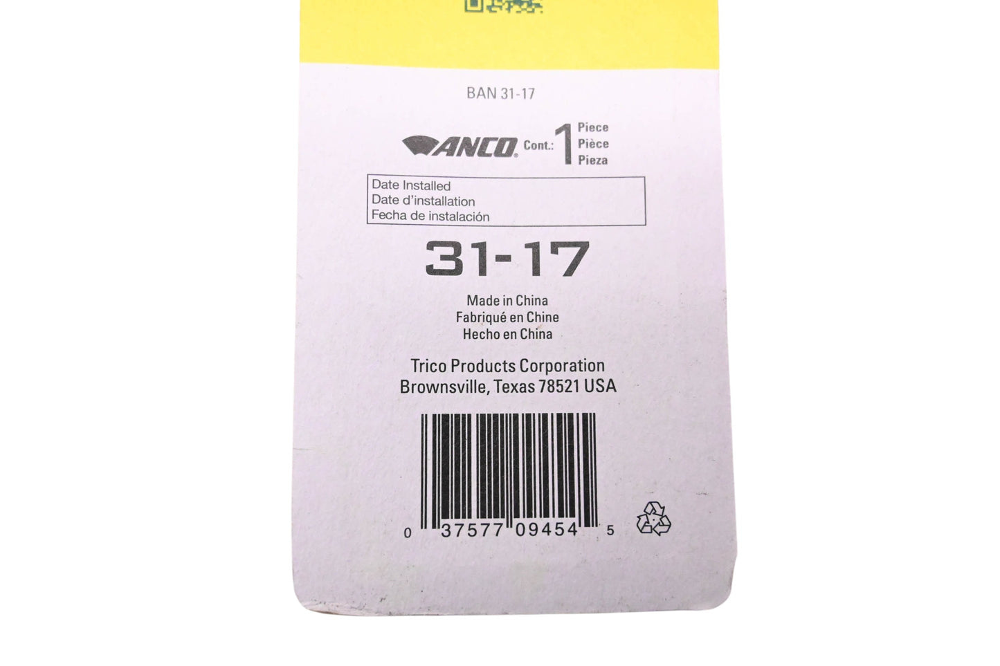 Anco 31-17 17" Windshield Wiper Assembly NOS